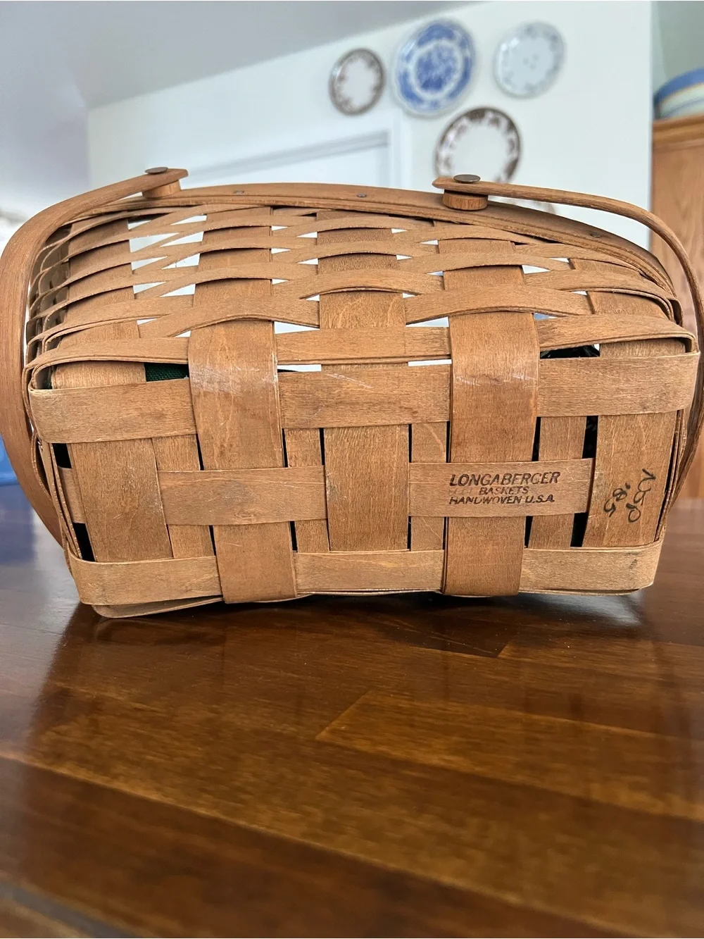 Longaberger, Vegetable Basket, Heritage Green Fabric Liner, 1985